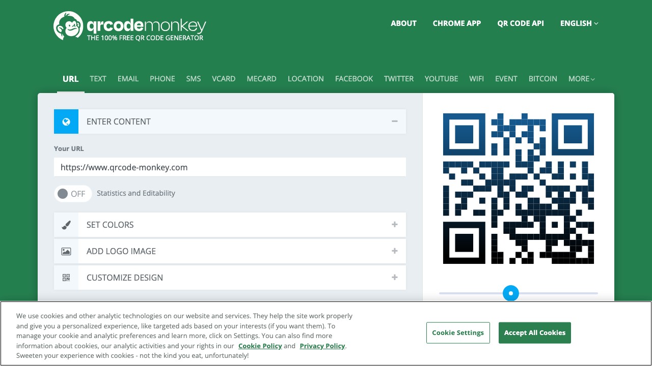 QR Monkey free QR code generator with unlimited static code creation